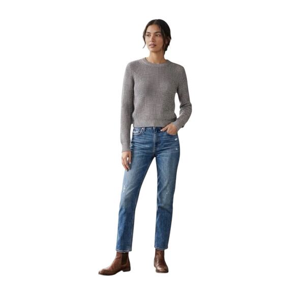 J.Crew Sweaters - J.Crew Metallic Sparkle Ribbed Knit Crewneck Sweater Gray Medium Cropped Shimmer